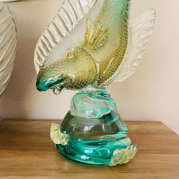 Vintage Murano Alfredo Barbini Bollicine Art Glass Koi Fish Sculpture 16" Tall G - Picture 2 of 8